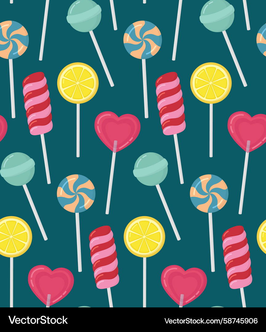 Seamless pattern with various shapes lollipops Vector Image