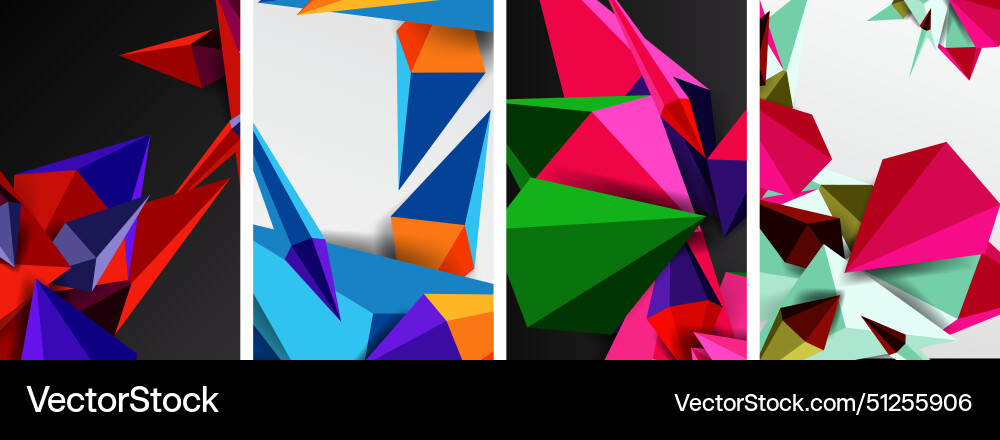 Set of triangle geometric low poly 3d shapes Set of triangle geometric low poly 3d shapes vector image