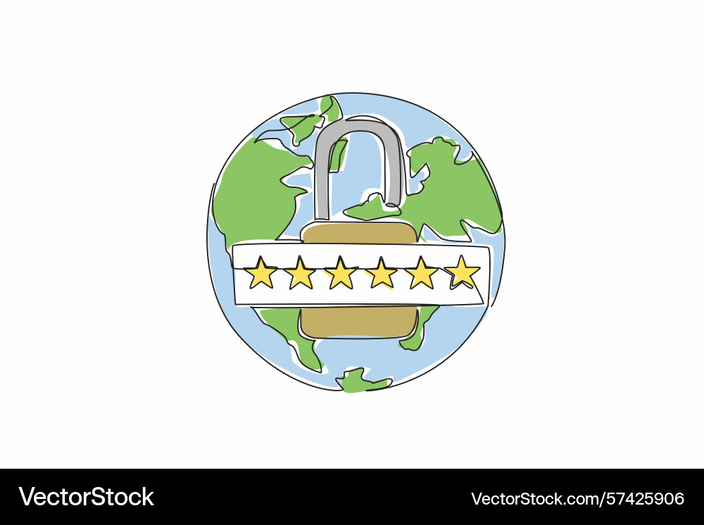 Single one line drawing globe with an open Single one line drawing globe with an open vector image