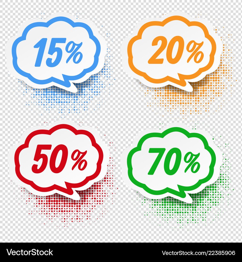 Speech bubble collection with percent transparent Speech bubble collection with percent transparent Vector Image