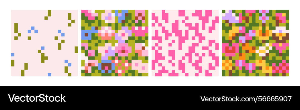 Abstract seamless patterns 8-bit design set Abstract seamless patterns 8-bit design set vector image