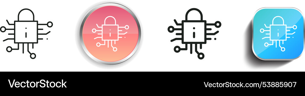 Encrypted icon thin linear regular and button vector image