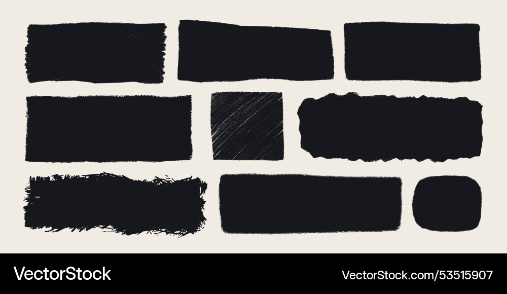 Rectangle shape set with rough torn edges grunge vector image