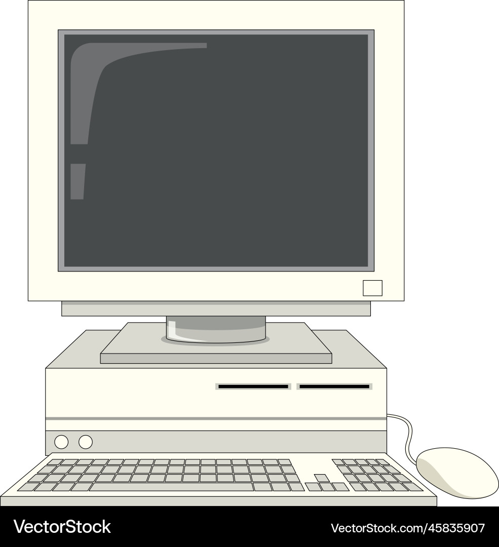 Retro computer device isolated Retro computer device isolated vector image