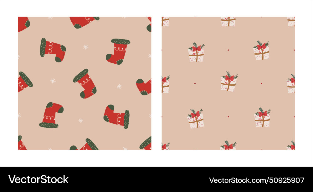 Seamless pattern set with christmas sock Seamless pattern set with christmas sock vector image