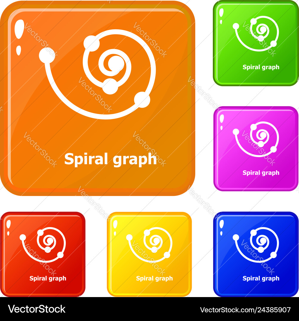 Spiral graph icons set color Vector Image