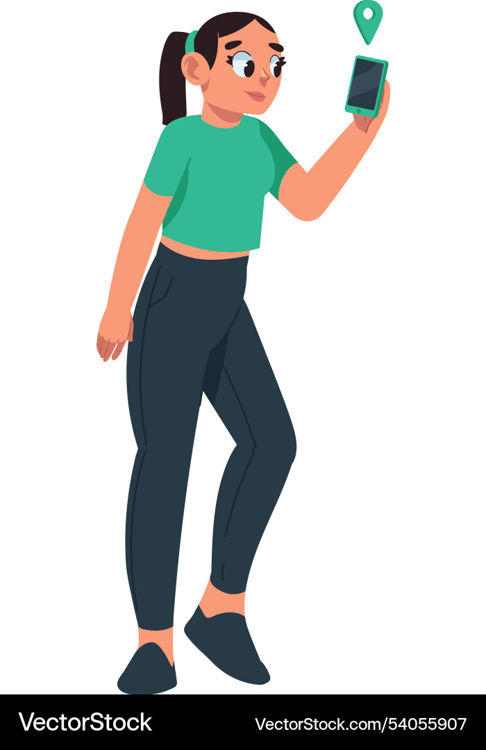 Woman using gps navigation app vector image