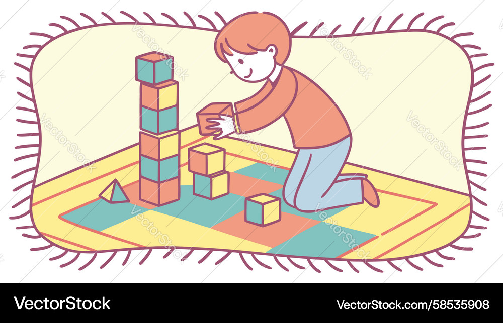 Child Building Block Tower Vector Image