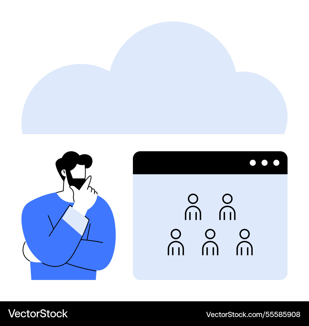 Cloud-based team collaboration and user management Cloud-based team collaboration and user management vector image