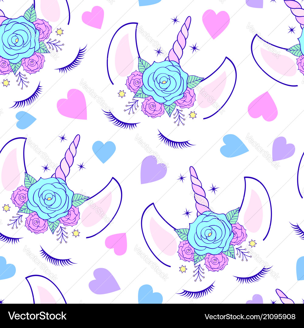 Cute Unicorn Pattern vector image