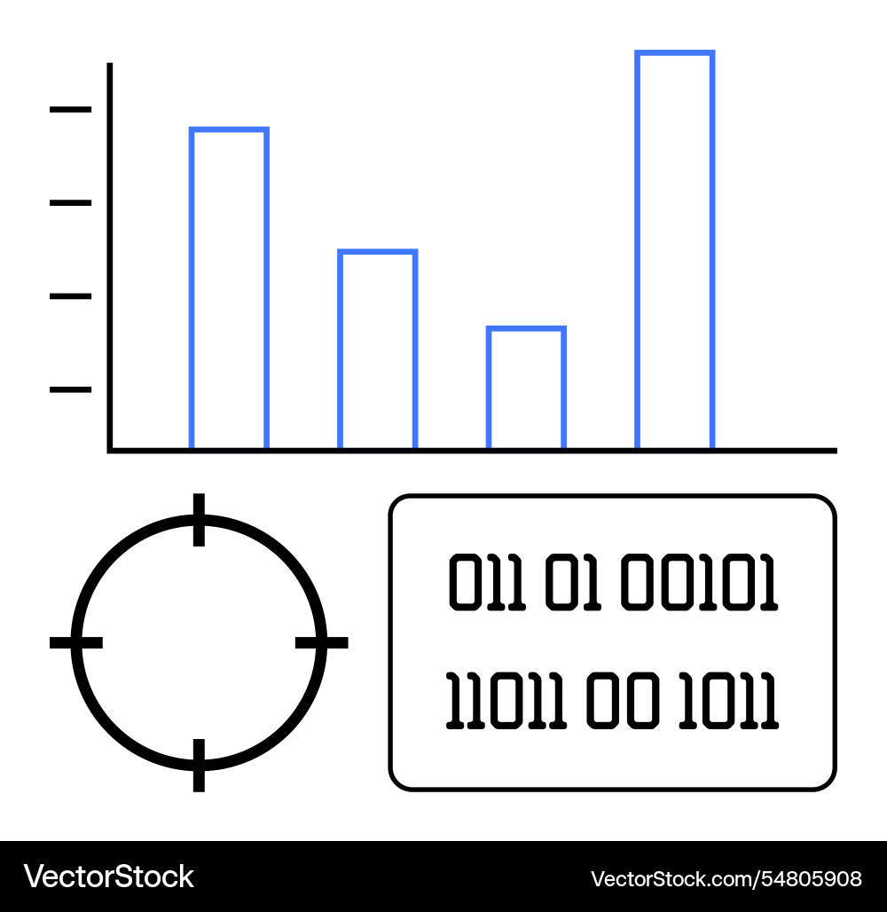 Data analysis concept with binary code bar graph Data analysis concept with binary code bar graph vector image