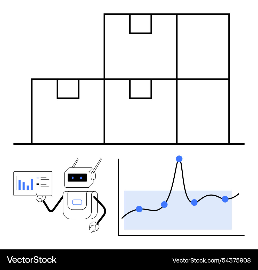 Industrielle Automatisierung Roboter Workflow Analyse Vektorbild