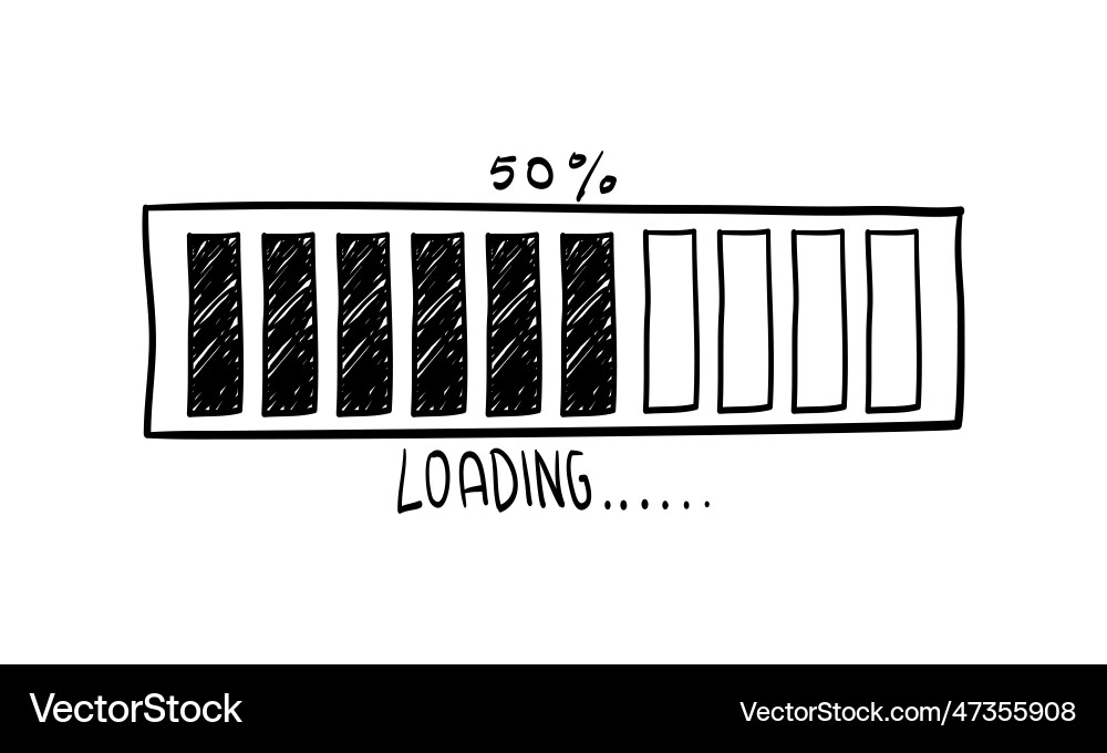 Loading Bar Doodle Icon vector image