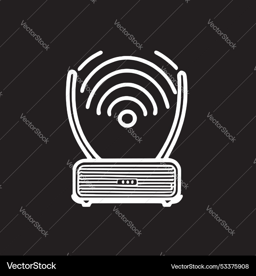 Modern wi-fi router with signal waves Modern wi-fi router with signal waves Vector Image