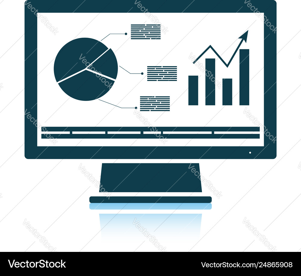 Monitor with analytics diagram icon Monitor with analytics diagram icon Vector Image