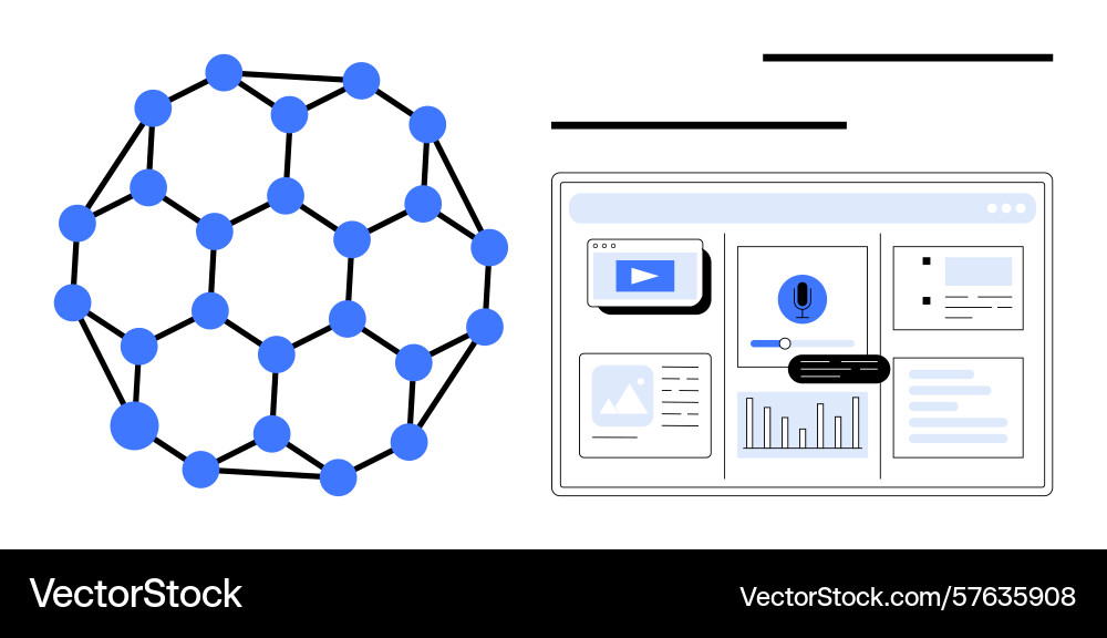 Networked data sphere and digital dashboard Networked data sphere and digital dashboard vector image