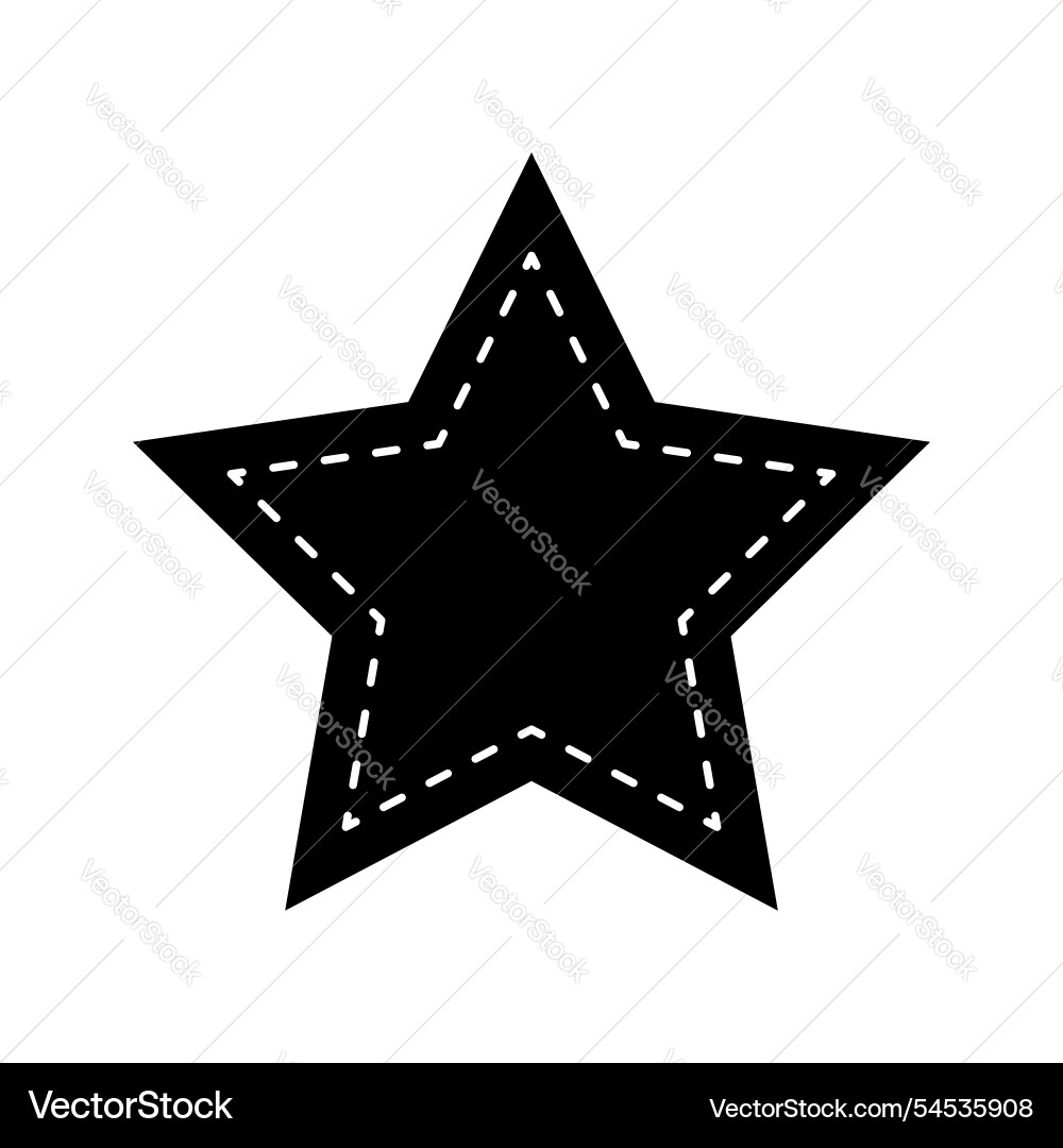 Star shape with dotted stitches empty tag patch Vector Image