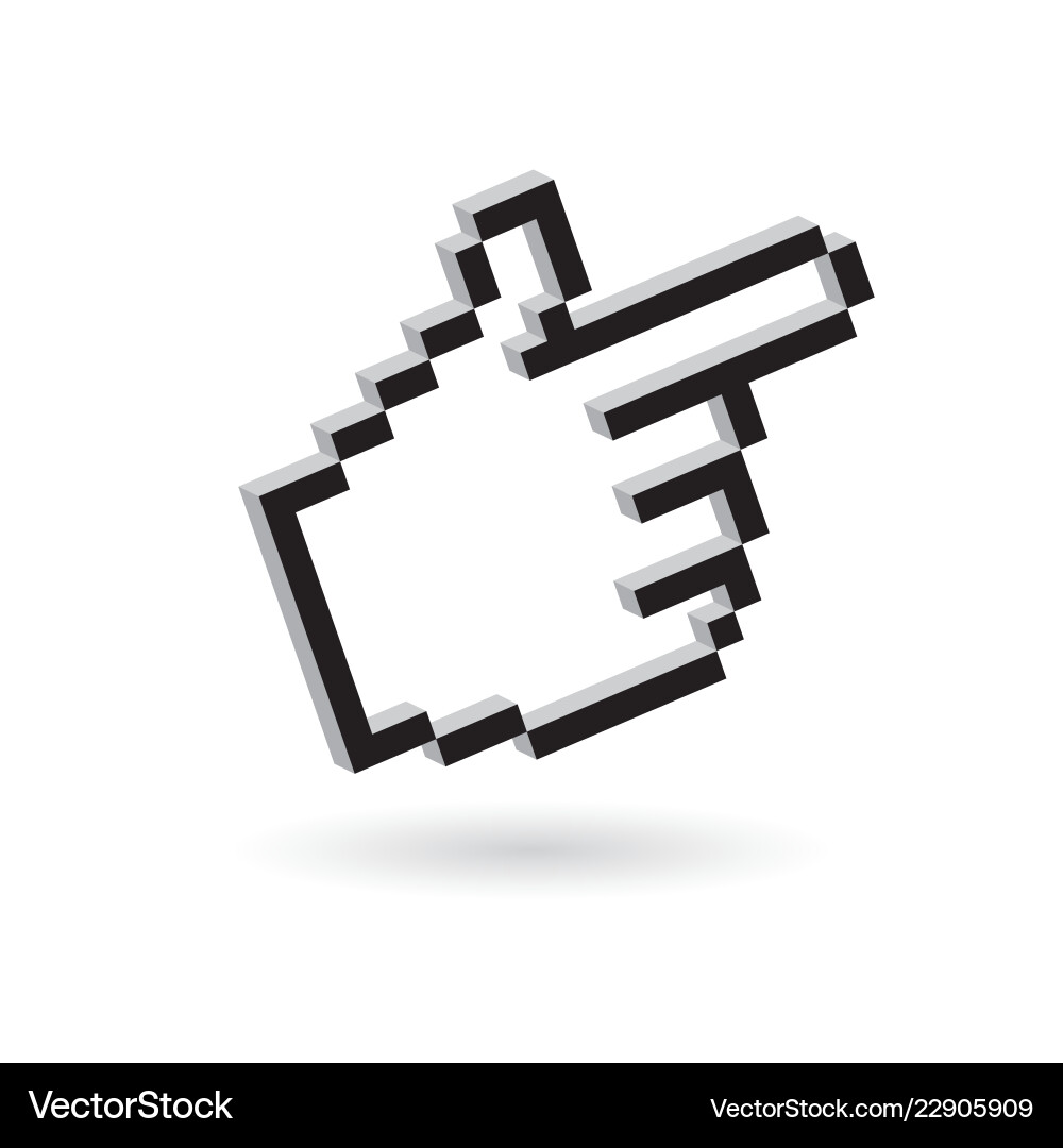 3d of pixelated hand pointer isolated on white Vector Image