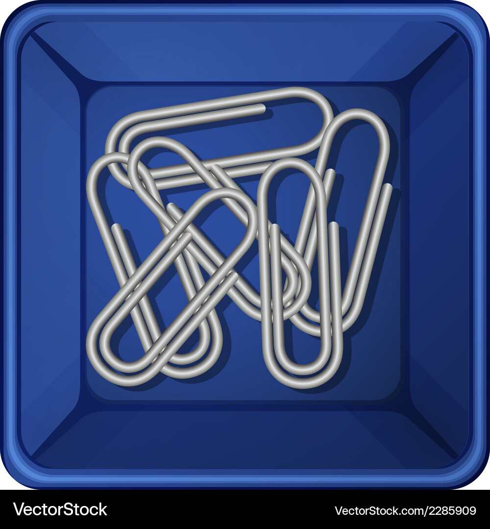 A topview of the paperclips inside container Vector Image