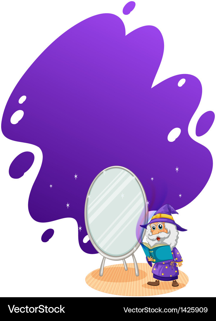 A wizard doing spell in front of the mirror vector image