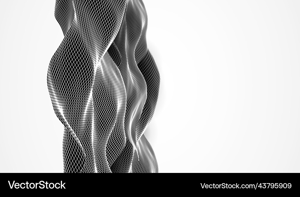 Abstract waves is made in a wireframe style vector image