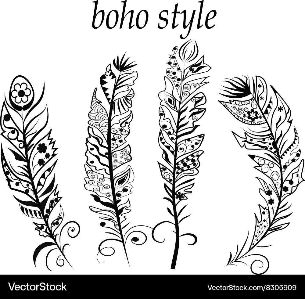 Boho Feather Pattern vector image