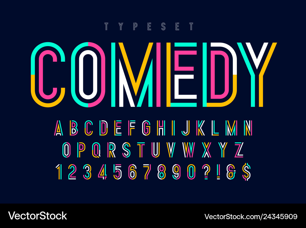 Bold & Colorful Alphabet Display Font vector image