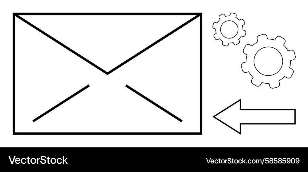 Email envelope with arrow and gears highlighting Vector Image