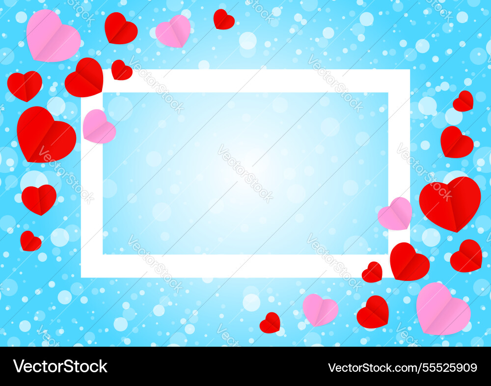 Empty white frame and red pink heart shape Empty white frame and red pink heart shape Vector Image