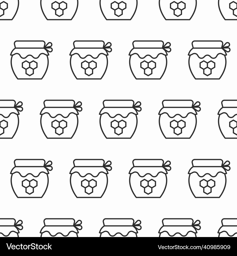 Honey jar line seamless pattern Honey jar line seamless pattern Vector Image