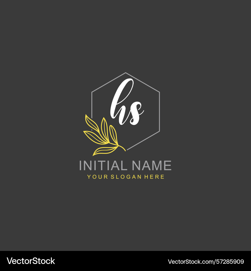 Hs initial logo templates with botanical elements vector image