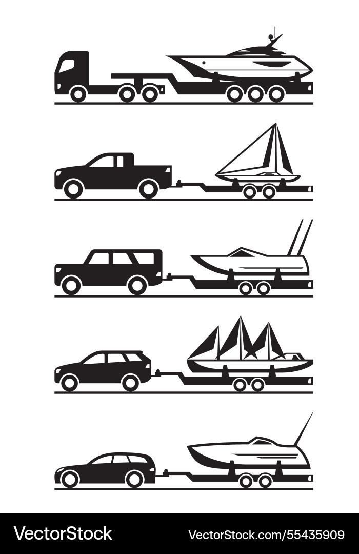 Moving boats by trucks and cars Moving boats by trucks and cars vector image