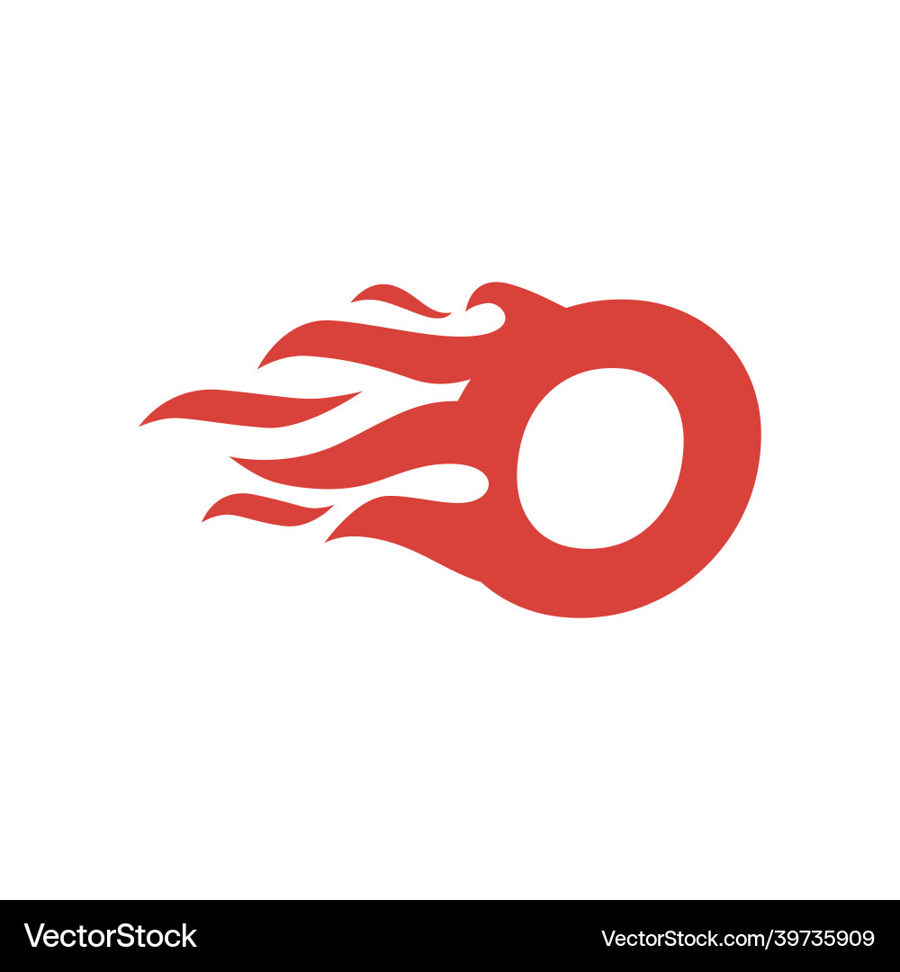 O letter fire flame hot uppercase logo icon O letter fire flame hot uppercase logo icon vector image