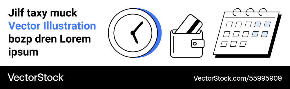 Time management with clock wallet and calendar Time management with clock wallet and calendar vector image