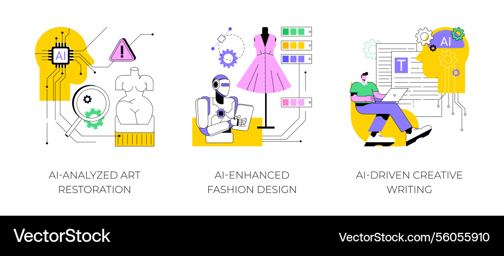 Art and creativity with ai tools abstract concept Art and creativity with ai tools abstract concept vector image
