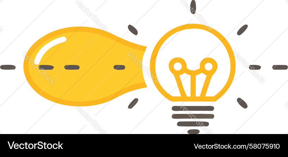 Glowing Lightbulb - Idea Spark Vector Image