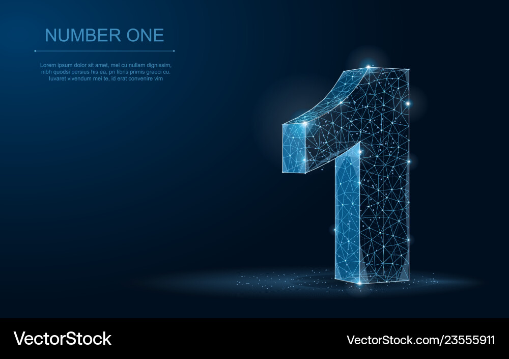 Abstract 3D Number One Blueprint vector image