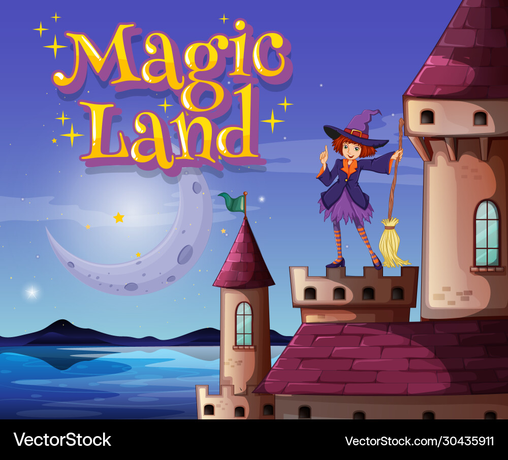 Background scene with font design for word magic Vector Image