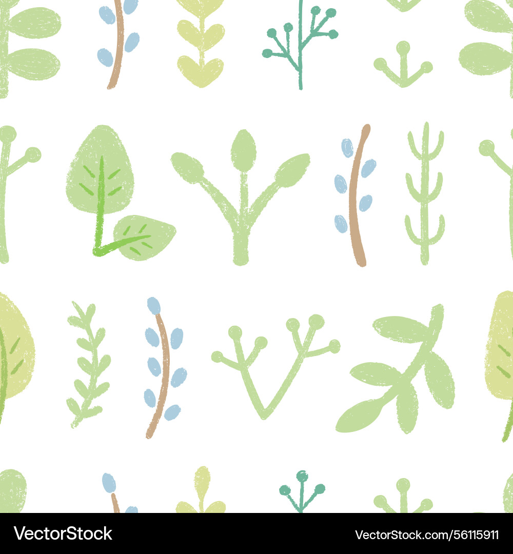 Chalk drawn seamless pattern with different Vector Image