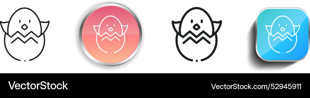 Chick icon thin linear regular and button style vector image