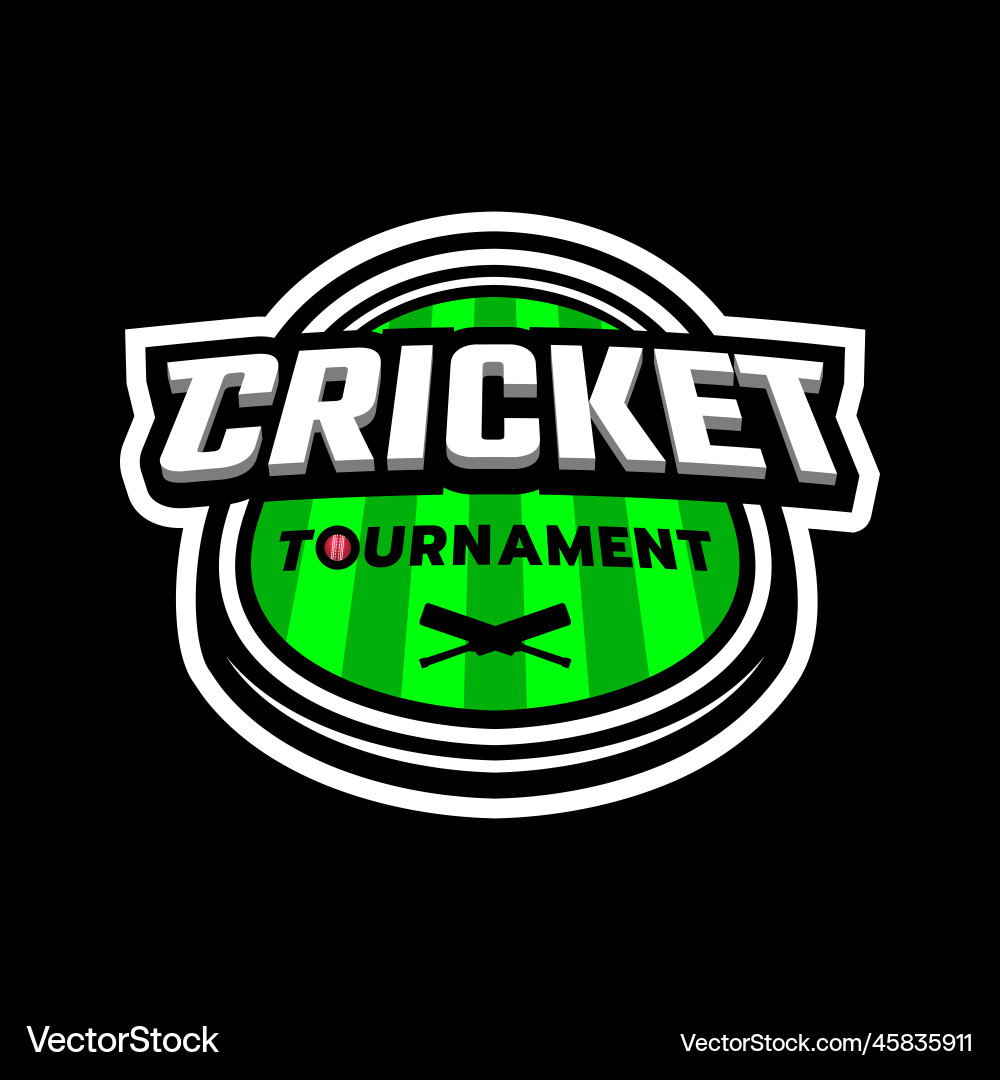 Cricket Turnier Sport Logo Emblem auf einem dunklen Cricket Turnier Sport Logo Emblem auf einem dunklen vektorbild
