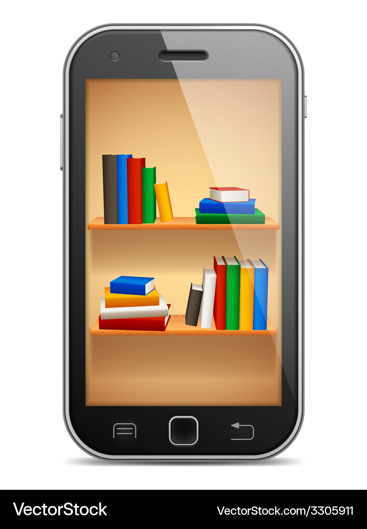 Digital Bookshelf Mobile Vector Image