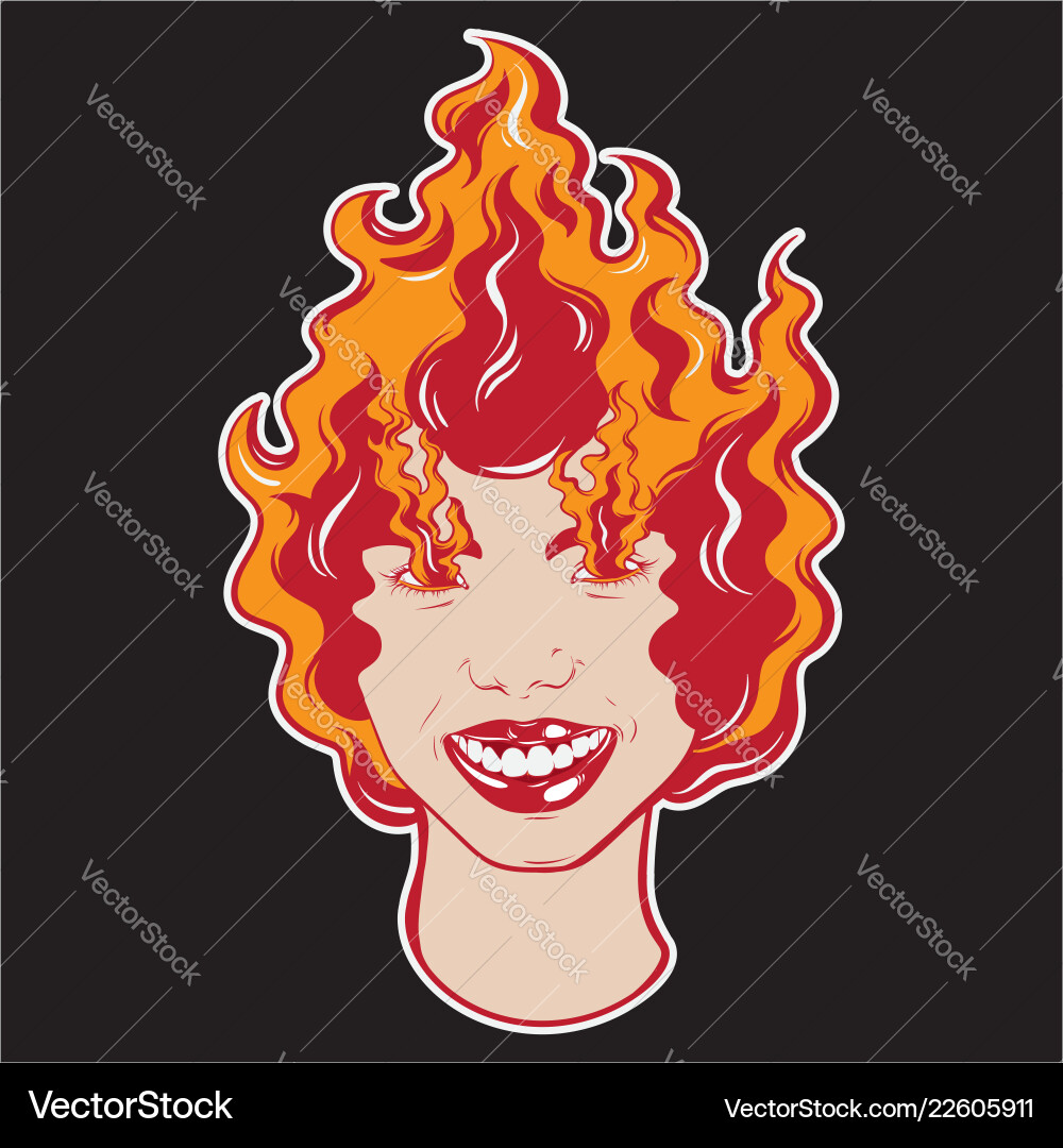 Girl with Fire Tattoo – Royalty-Free Vector | VectorStock, image size:1000x1080