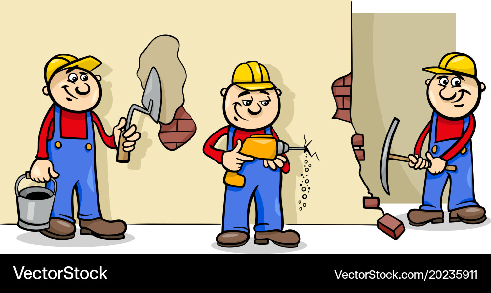 Manual workers or builders characters group Vector Image