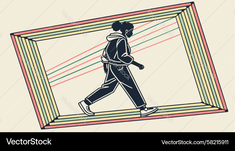 Runner in Distorted Frame Vector Image