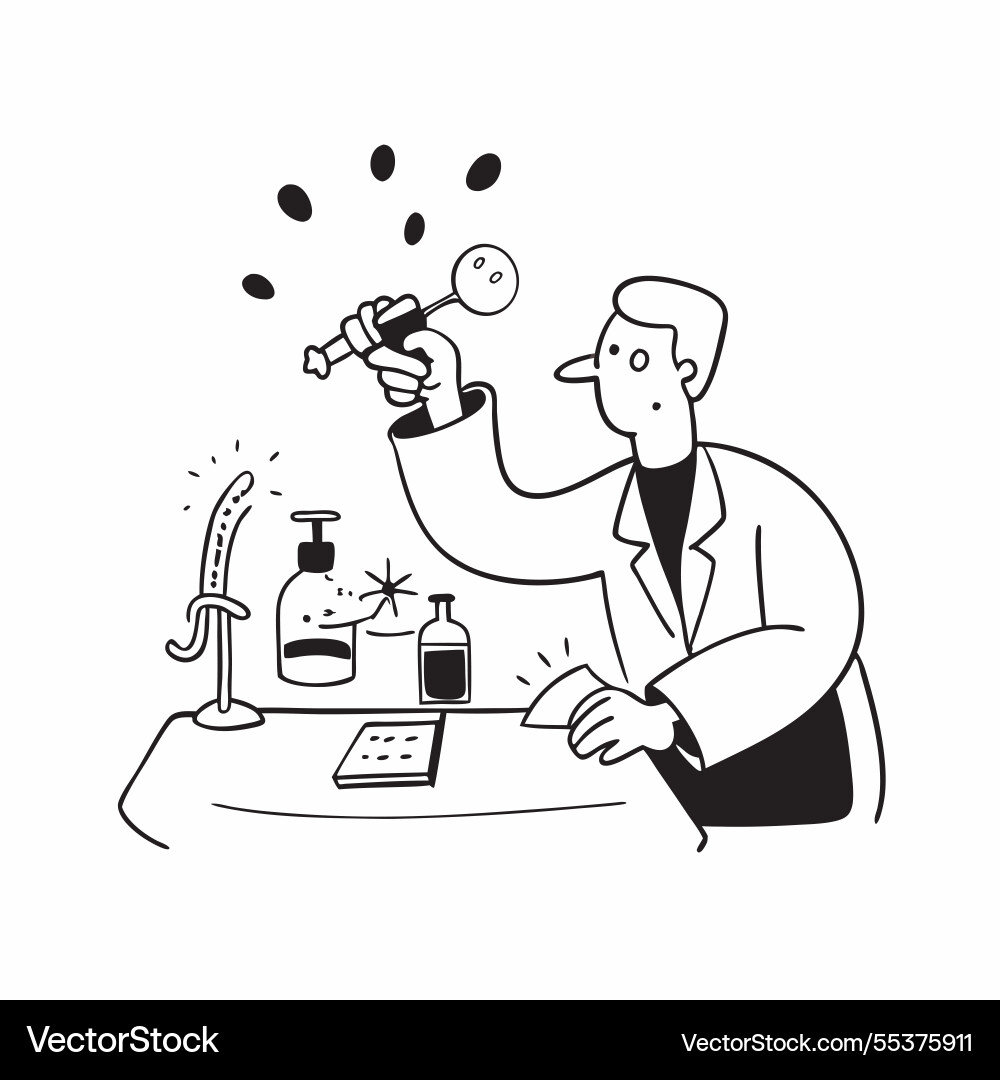 Scientist conducting an experiment in a lab Vector Image