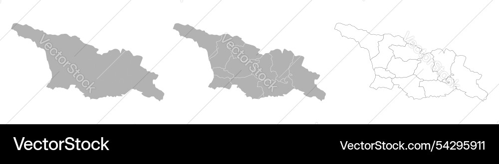 Set of georgia maps with main map and regional vector image