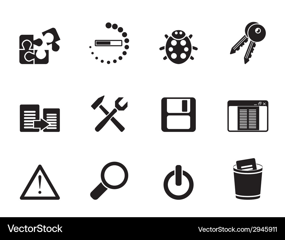 Silhouette programming and application icons Vector Image