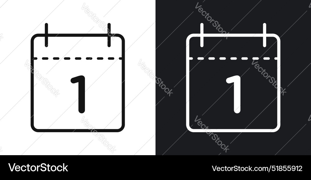 Calendar day icon set in black and white outlines Vector Image