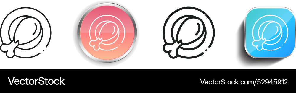 Chicken icon thin linear regular and button style Vector Image